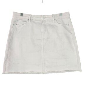 Vineyard Vines Denim Skirt Women's Size 10 Jean Raw Hem Pockets Midrise White